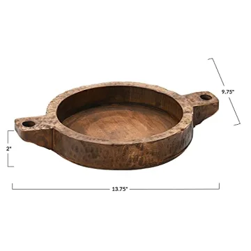 Elegant Hand-Carved Mango Wood Bowl with Handles