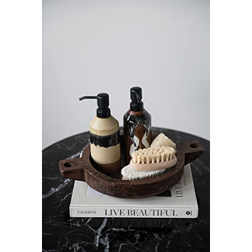 Elegant Hand-Carved Mango Wood Bowl with Handles