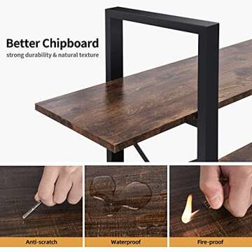 YITAHOME 5 Tier Bookshelf, Open Freestanding 5 Shelf Bookcase 5 Tier Storage Shelf for Display and Collection, Industrial Decorative Shelf for Living Room, Home, Office, Rustic Brown Bookshelf