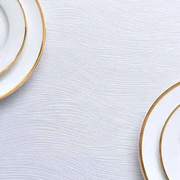 maxmill Square Tablecloth Swirl Design Spillproof Wrinkle Free Heavy Weight Soft Table Cloth Decorative Fabric Table Cover for Outdoor and Indoor Use Square 60 x 60 Inch White