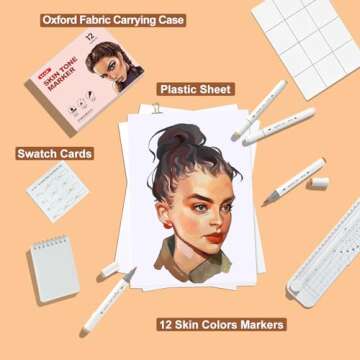 SFAIH Skin Tone Alcohol Markers - 12 Dark Skin Shades