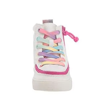 BILLY Footwear Baby Girl's Classic Lace High (Toddler) White Rainbow 6 Toddler M