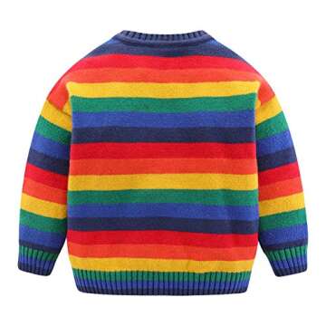 Mud Kingdom Girls Boys Sweaters Rainbow Stripes Crewneck Knit Pullover Fall 2-9 Years
