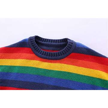 Mud Kingdom Girls Boys Sweaters Rainbow Stripes Crewneck Knit Pullover Fall 2-9 Years