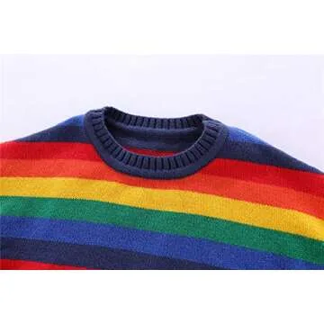 Mud Kingdom Girls Boys Sweaters Rainbow Stripes Crewneck Knit Pullover Fall 2-9 Years