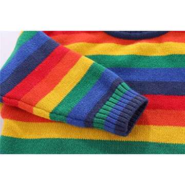 Mud Kingdom Girls Boys Sweaters Rainbow Stripes Crewneck Knit Pullover Fall 2-9 Years