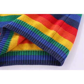 Mud Kingdom Girls Boys Sweaters Rainbow Stripes Crewneck Knit Pullover Fall 2-9 Years