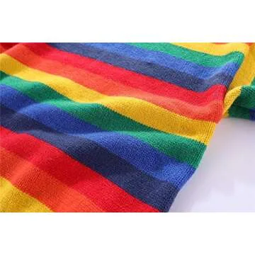 Mud Kingdom Girls Boys Sweaters Rainbow Stripes Crewneck Knit Pullover Fall 2-9 Years