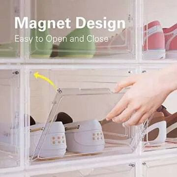 VVM Shoe Organizer Boxes 6 Pack – Clear Stackable Storage