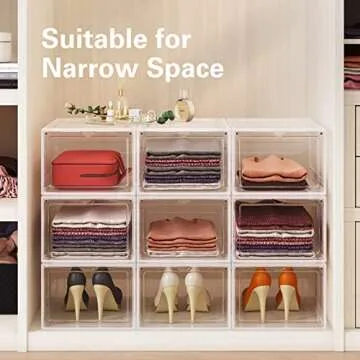 VVM Shoe Organizer Boxes 6 Pack – Clear Stackable Storage