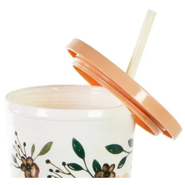 Steel Mill & Co 24 Ounce Tumbler with Lid and Reusable Straw, Double Wall Insulated Travel Cup, Woodland Floral