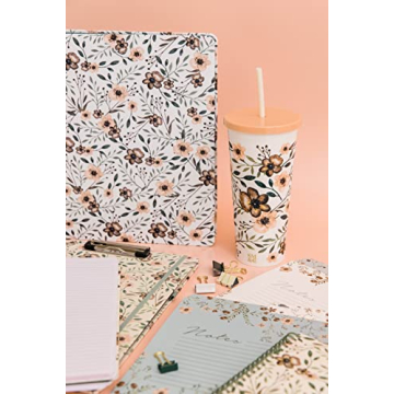 Steel Mill & Co 24 Ounce Tumbler with Lid and Reusable Straw, Double Wall Insulated Travel Cup, Woodland Floral