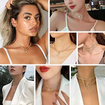 Suplight Tennis Chain with Initial Pendant - Bling Hip Hop Jewelry for Women