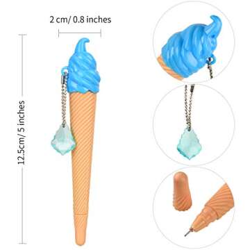 12 Pieces Ice Cream Pen Novelty Cute Ink Assorted Color Summer Writing Pen for Kids School Supplies ...