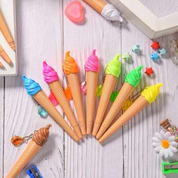12 Ice Cream Pens for Kids Fun Writing Supplies