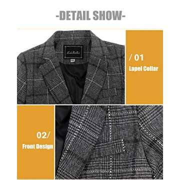 lontakids Boys Plaid Blazer Pants Set Casual Suit Classic Kids 2 Piece Sport Coats Outfits (Grey, 12)