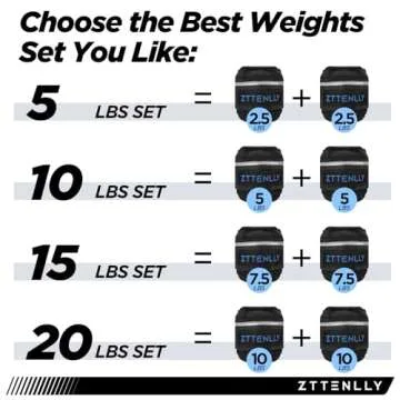 ZTTENLLY Adjustable Ankle Weights 1-5/15/18/20LBS Pair with Carry Bag - Breathable Fabrics, Reflective Trim - Strength Training Leg Wrist Arm Ankle Walking Weights Sets for Women Men Kids