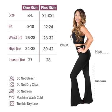 SATINA Flared Leggings for Women - High Waisted Yoga Pants with Tummy Control - Buttery Soft Bell Bottom Pants - Black Palazzo Pants for Casual, Boho, Retro-Inspired Looks - Stretchy 33.5-Inch Inseam