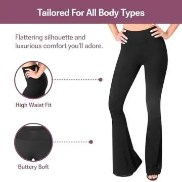 SATINA Flared Leggings for Women - High Waisted Yoga Pants with Tummy Control - Buttery Soft Bell Bottom Pants - Black Palazzo Pants for Casual, Boho, Retro-Inspired Looks - Stretchy 33.5-Inch Inseam