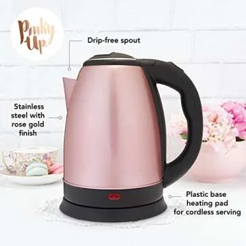 Pinky Up Parker Electric Kettle, 56oz Stainless Steel Rose Gold