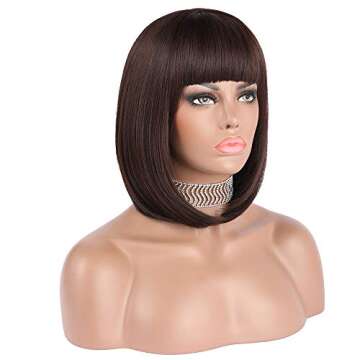 eNilecor 12" Short Brown Bob Wig for Women Natural Look