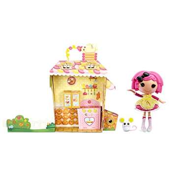 Lalaloopsy Doll- Crumbs Sugar Cookie & Pet Mouse, 13" Baker Doll with Pink Hair, Pink and Yellow Out...