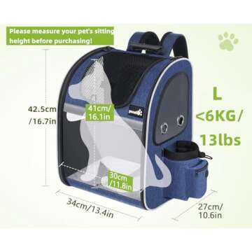 Pecute Pet Carrier Backpack, Cat Backpack Carrier, Expandable with Breathable Mesh for Small Dogs Ca...