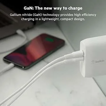 Belkin BoostCharge Dual Port USB-C 68W GaN Wall Charger - iPhone Charger Fast Charging - Type C Charger - USB-C PD Charger for Apple iPhone 16, Samsung Galaxy S25, Airpods Pro, iPad Pro, Macbook Pro