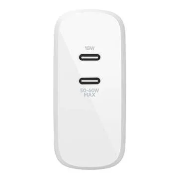 Belkin BoostCharge Dual Port USB-C 68W GaN Wall Charger - iPhone Charger Fast Charging - Type C Charger - USB-C PD Charger for Apple iPhone 16, Samsung Galaxy S25, Airpods Pro, iPad Pro, Macbook Pro