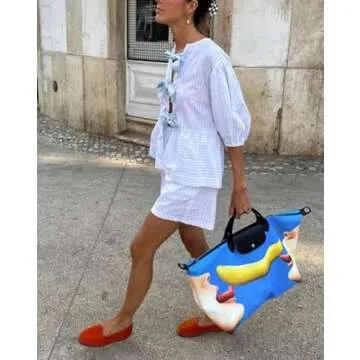 Faretumiya Women Tie Front Pajamas Sets Stylish Two Piece