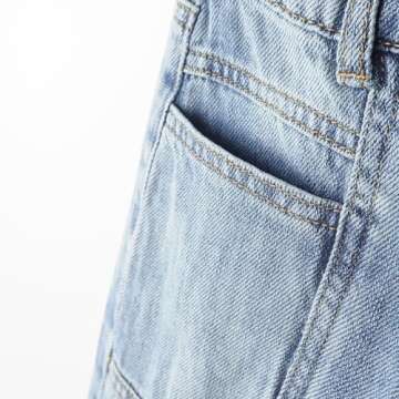 KIDSCOOL SPACE Little Girls Jeans, 12M-14T Wide-Leg Palazzo Denim Pants,Light Blue,4-5 Years