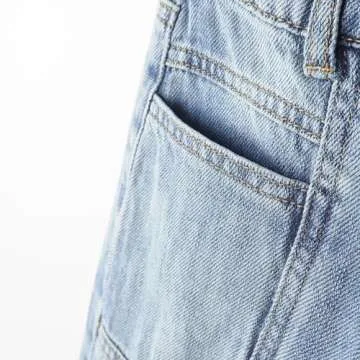 KIDSCOOL SPACE Little Girls Jeans, 12M-14T Wide-Leg Palazzo Denim Pants,Light Blue,4-5 Years