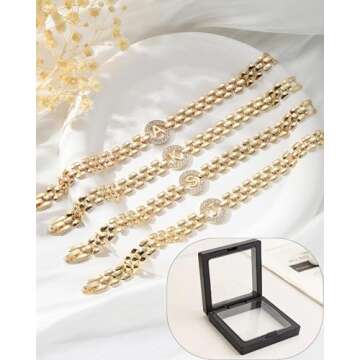 WEDDINEN Initial Bracelet for Women - 14K Gold Plated Charm