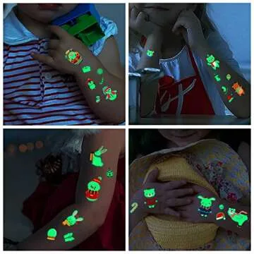 Glow in The Dark Christmas Temporary Tattoos for Kids - 120 pcs