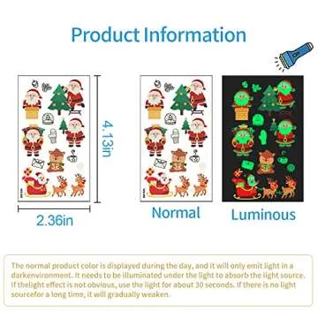 Glow in The Dark Christmas Temporary Tattoos for Kids - 120 pcs