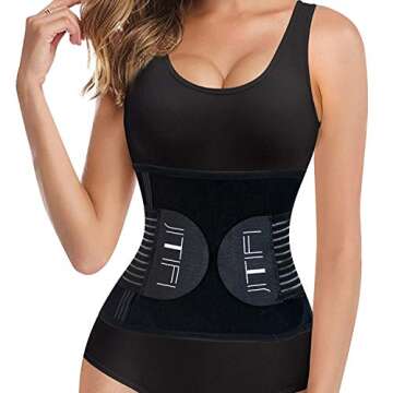 Waist Trainer Belt for Women - Waist Cincher Trimmer - Slimming Body Shaper Belt - Sport Girdle Belt (Black, Large)