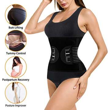 Waist Trainer Belt for Women - Waist Cincher Trimmer - Slimming Body Shaper Belt - Sport Girdle Belt (Black, Large)