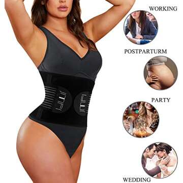 Waist Trainer Belt for Women - Waist Cincher Trimmer - Slimming Body Shaper Belt - Sport Girdle Belt (Black, Large)