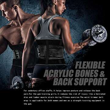 Waist Trainer Belt for Women - Waist Cincher Trimmer - Slimming Body Shaper Belt - Sport Girdle Belt (Black, Large)