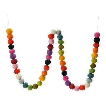 Creative Co-Op Wool Felt Ball Garland, Multi Color