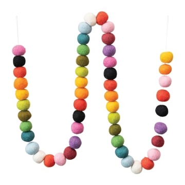 Creative Co-Op Wool Felt Ball Garland, Multi Color