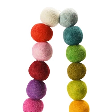Creative Co-Op Wool Felt Ball Garland, Multi Color