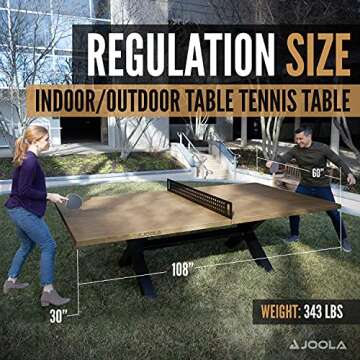 JOOLA Berkshire Outdoor Table Tennis Table - Multi Use Conference Table Dining Table - Concrete Oak ...