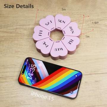 Large Weekly Pill Organizer, MOLN HYMY Cute 7 Day Pill Box, Purple Pink Daily Vitamin Organizer for Fish Oil/Medicine/Supplements