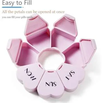 Large Weekly Pill Organizer, MOLN HYMY Cute 7 Day Pill Box, Purple Pink Daily Vitamin Organizer for Fish Oil/Medicine/Supplements