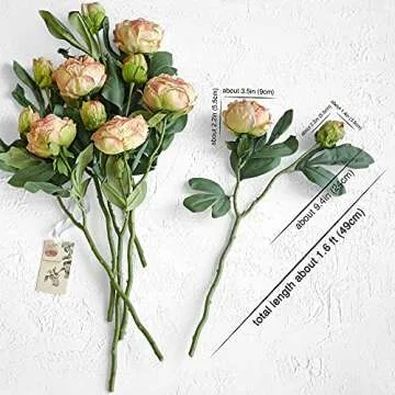 FiveSeasonStuff Vintage Pink Peonies Artificial Silk Flowers Arrangement with 6 Stems, Wedding Bridesmaids Bouquet Bridal Showers