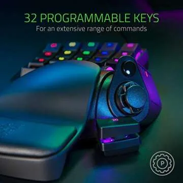 Razer Tartarus Pro Gaming Keypad: Analog-Optical Key Switches 32 Programmable Keys Customizable Chroma RGB Lighting- Programmable Macro Functionality- Variable Key-Press Pressure Sensitivity (Renewed)