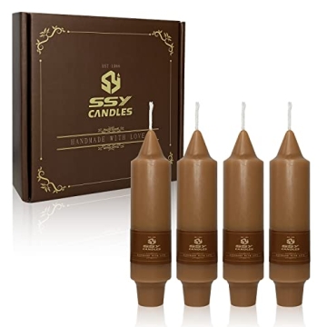 Elegant Brown Short Taper Candles 4 Pack - Perfect for Weddings & Home Decor