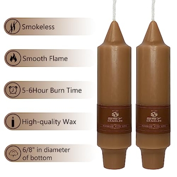 Brown Short Taper Candles 4 Pack - Unscented Dripless Candlesticks