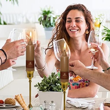 Brown Short Taper Candles 4 Pack - Unscented Dripless Candlesticks